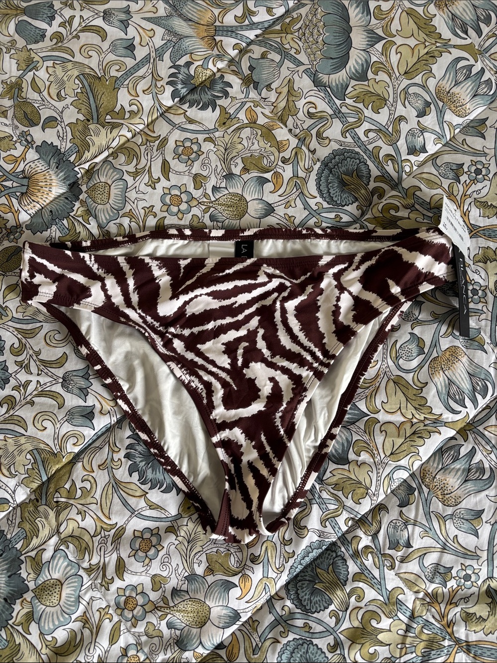 La Blanca Maroon and White Zebra-Print Bikini Bottoms